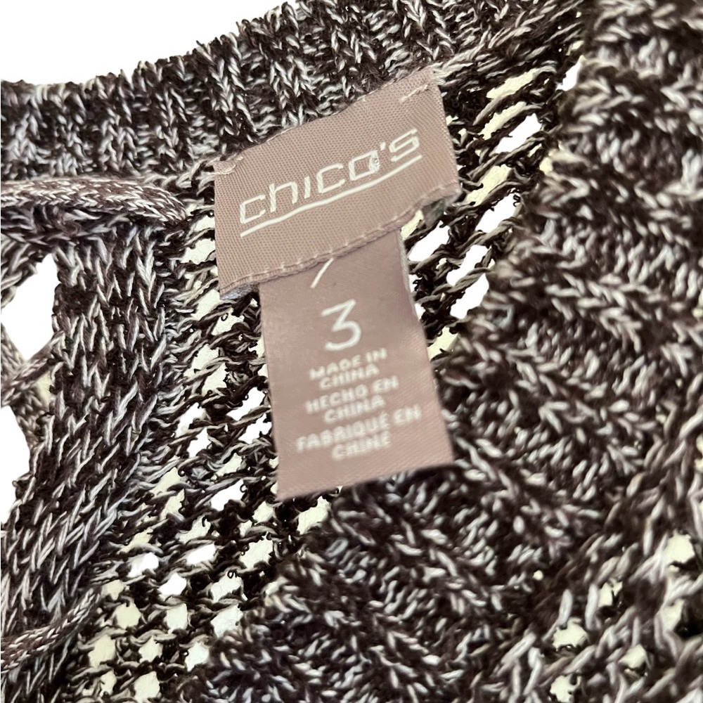 Chico’s Brown/Cream Color Open Knit Sweater Criss Cross Back Detail Size 16 EUC - Picture 3 of 6